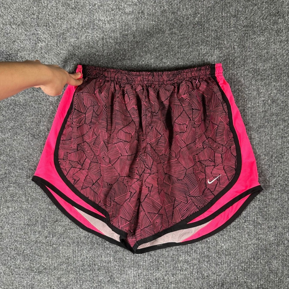 Nike Shorts Womens Size S Pink Geometric Dri-Fit Running Athletic Breathable